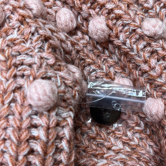 THE GREAT. Pink Marled Bobble Cardigan Sweater Savanna Rose, Small 1361 - Picture 11 of 11